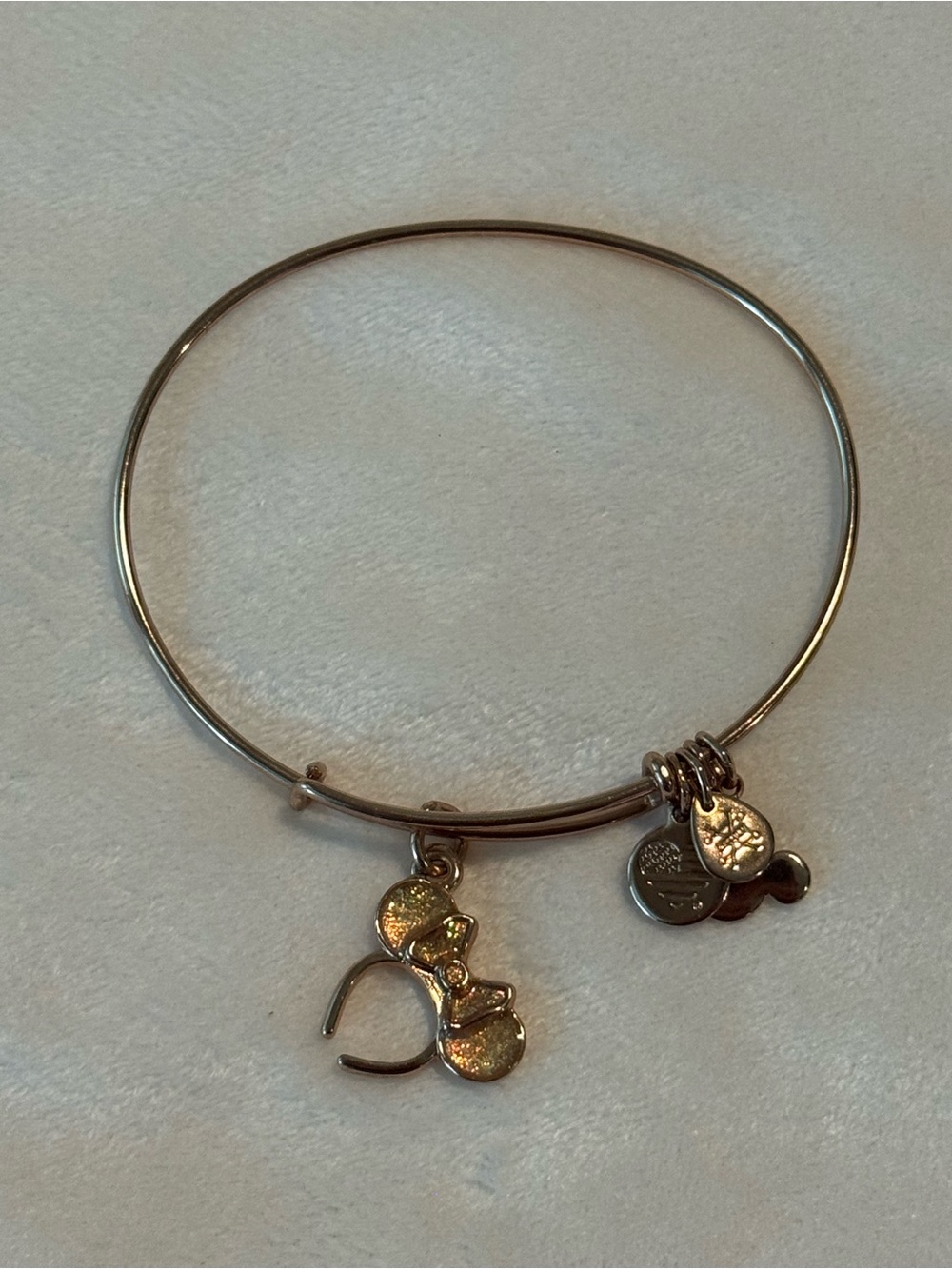 Disney Parks x Alex and Ani Rose Gold Minnie Mouse Ear Headband Bangle Bracelet